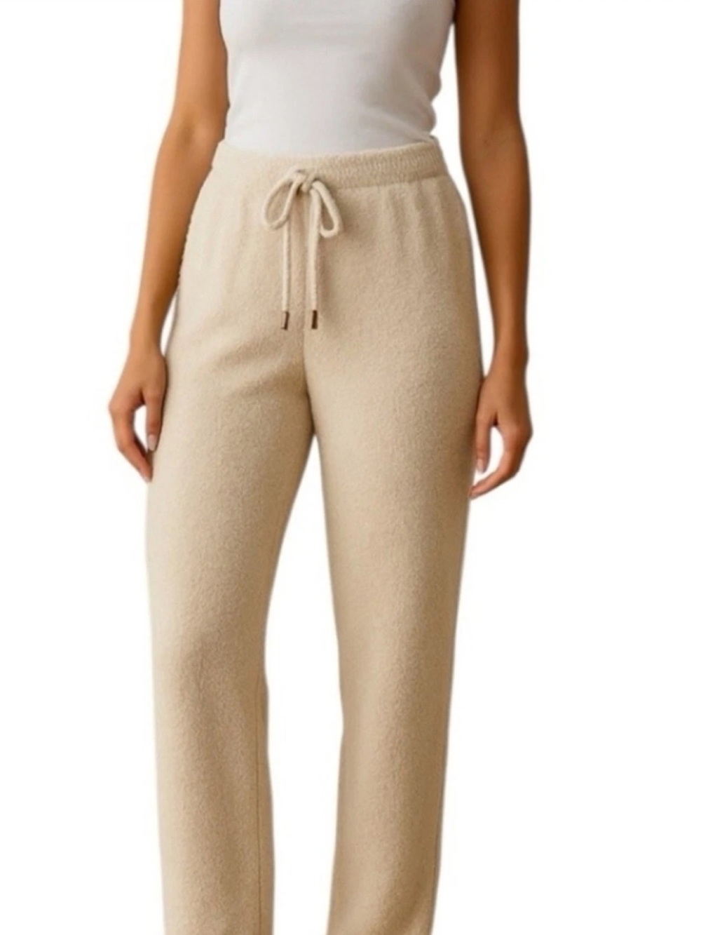 cupcakes & cashmere Cozy Plush Drawstring pant in Creme Size M